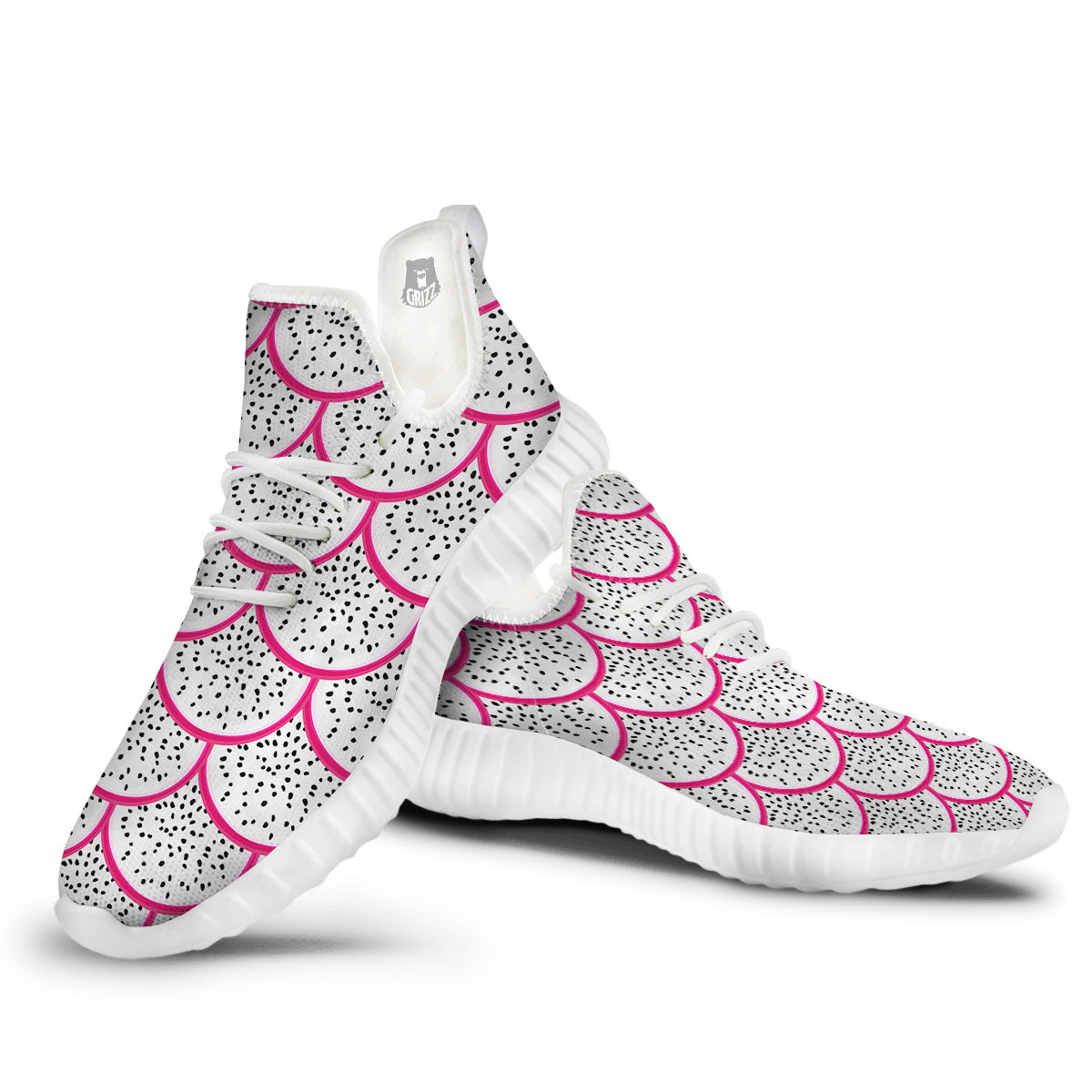 Pitaya Pattern Print White Walking Shoes-grizzshop