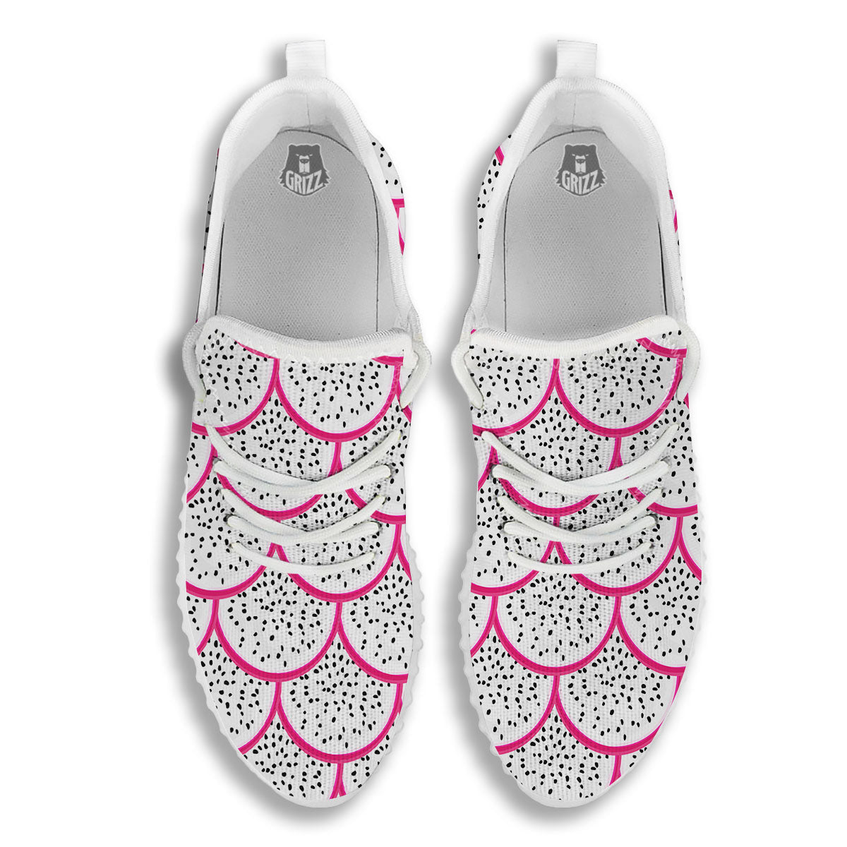 Pitaya Pattern Print White Walking Shoes-grizzshop
