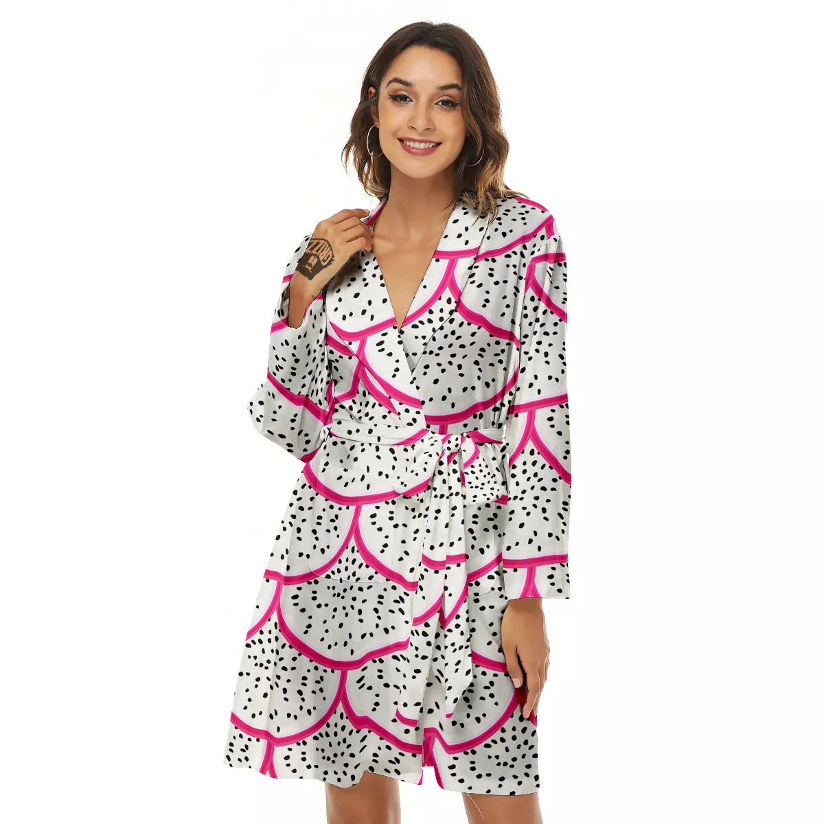Pitaya Pattern Print Women's Robe-grizzshop
