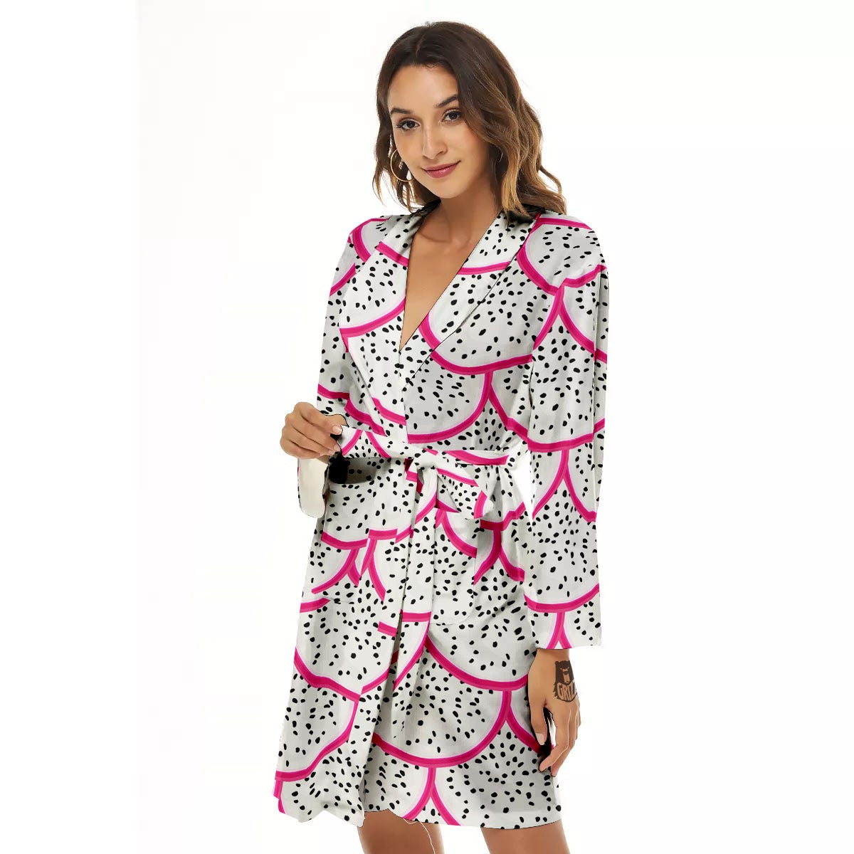 Pitaya Pattern Print Women's Robe-grizzshop