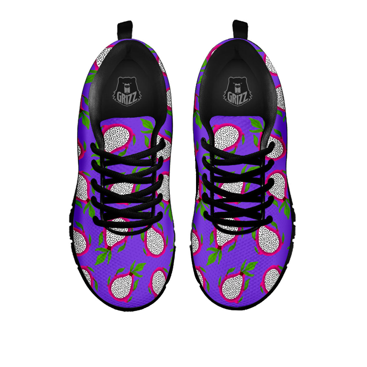 Pitaya Purple Print Pattern Black Sneaker-grizzshop