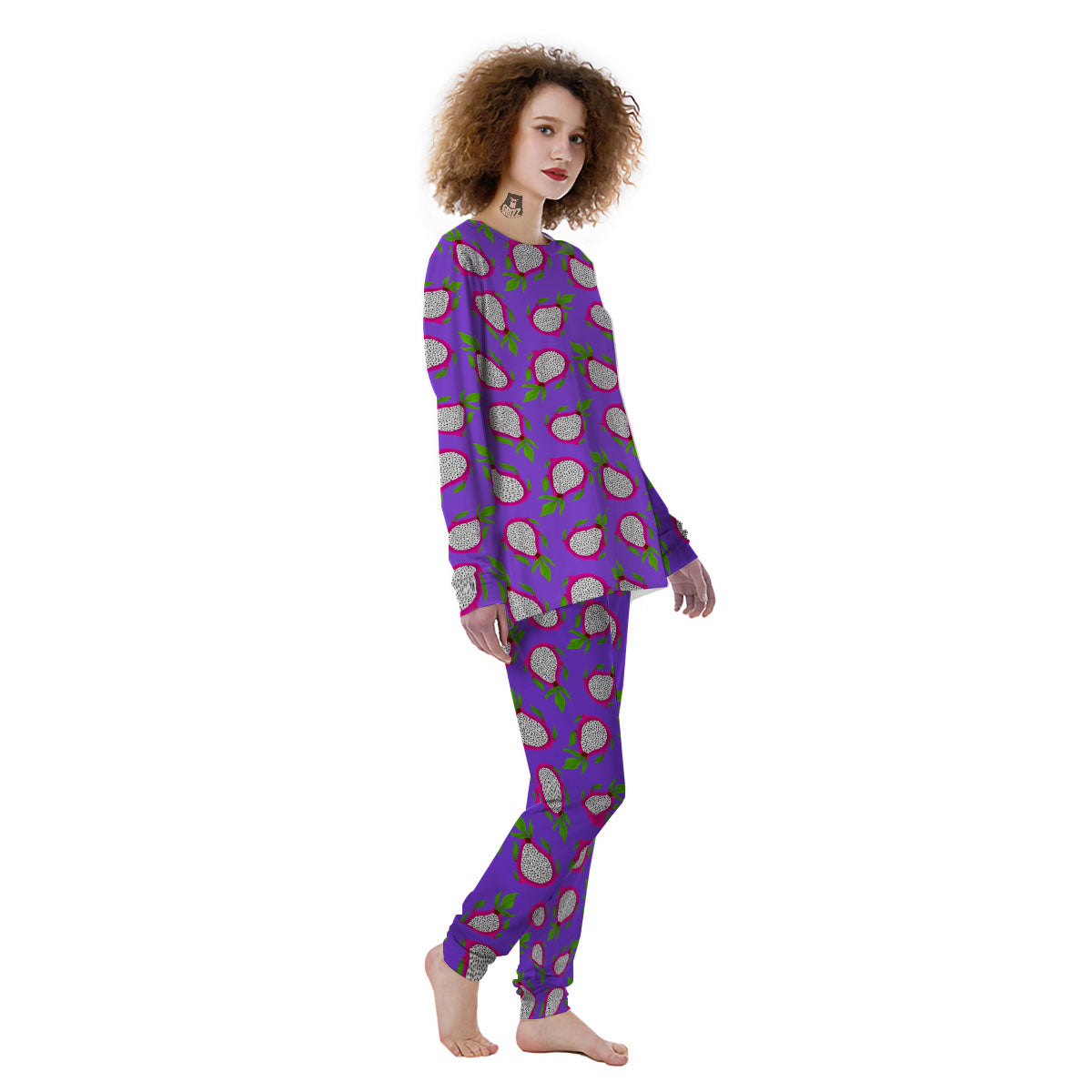 Pitaya Purple Print Pattern Women's Pajamas-grizzshop