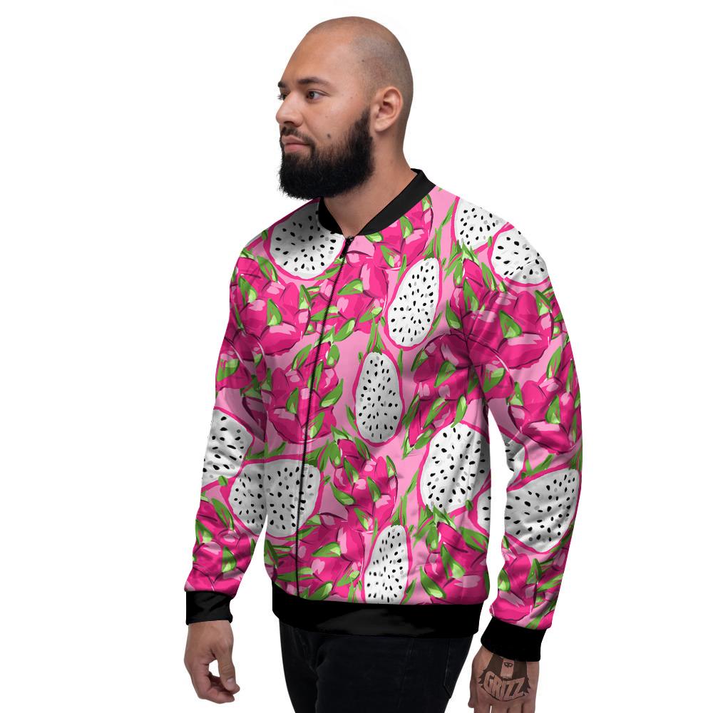 Pitaya Tropical Print Pattern Men's Bomber Jacket-grizzshop