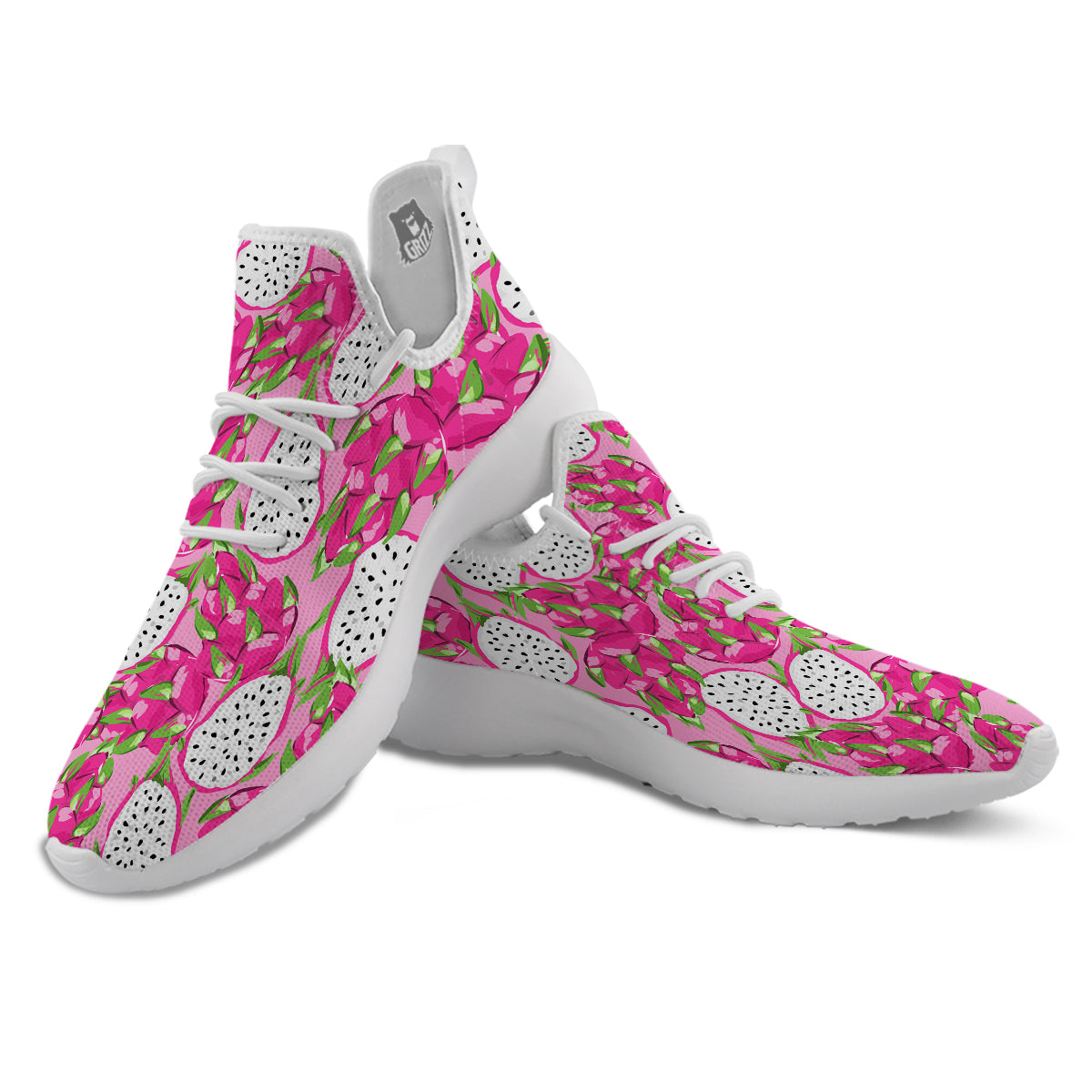 Pitaya Tropical Print Pattern White Athletic Shoes-grizzshop