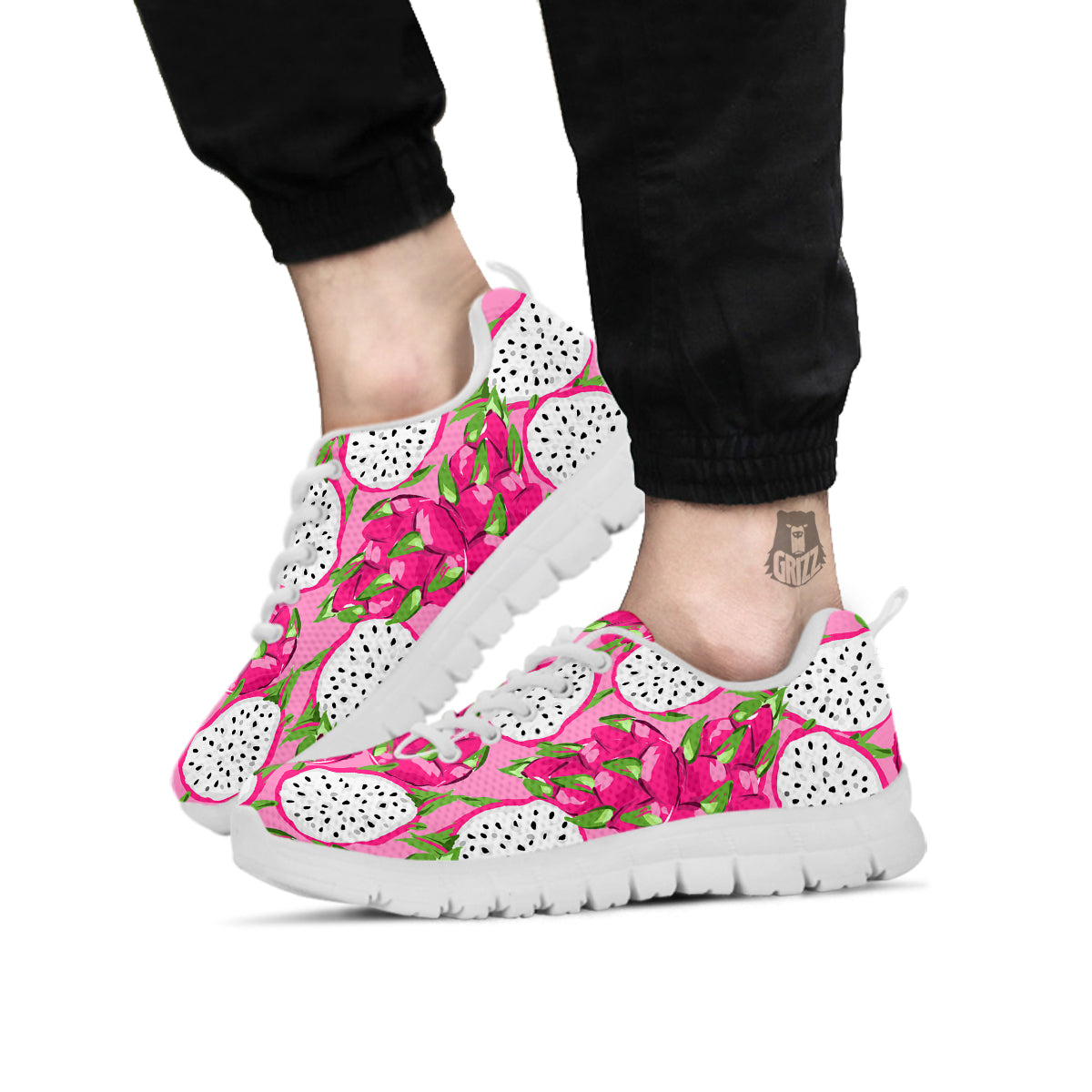 Pitaya Tropical Print Pattern White Sneaker-grizzshop