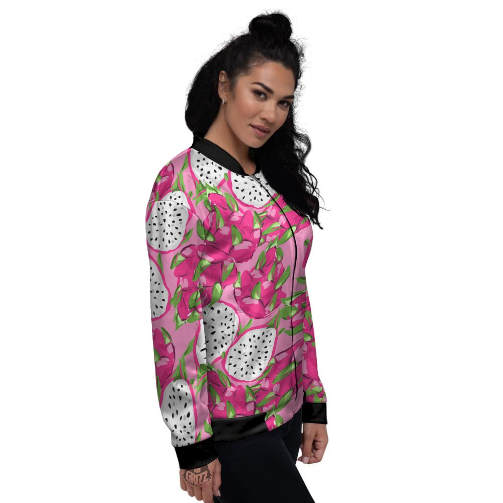 Pitaya Tropical Print Pattern Women's Bomber Jacket-grizzshop