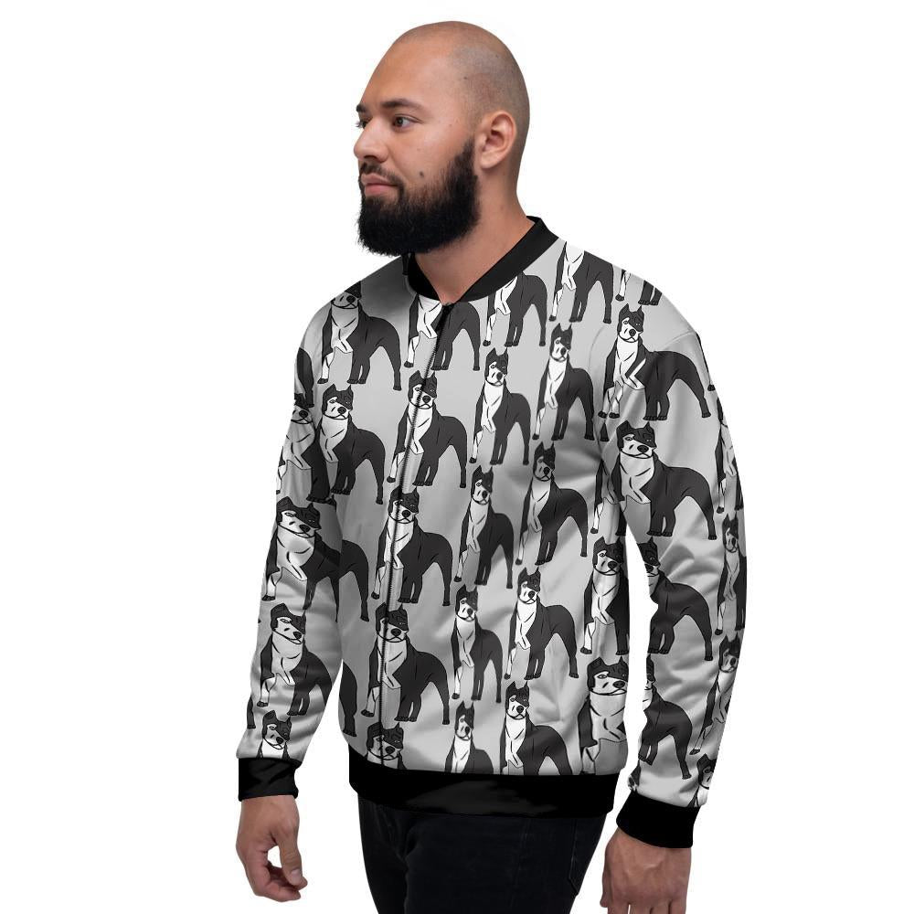 Pitbull Print Men's Bomber Jacket-grizzshop