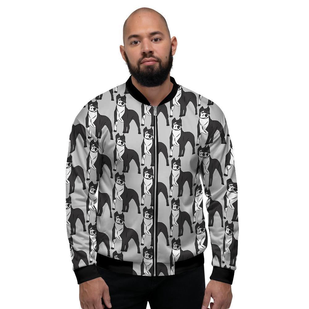 Pitbull Print Men's Bomber Jacket-grizzshop