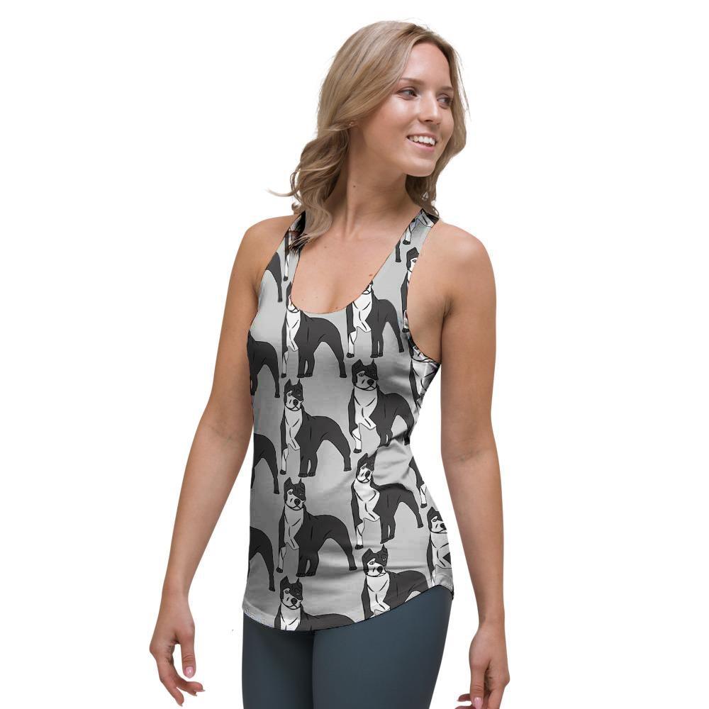 Pitbull Print Women's Racerback Tank Top-grizzshop