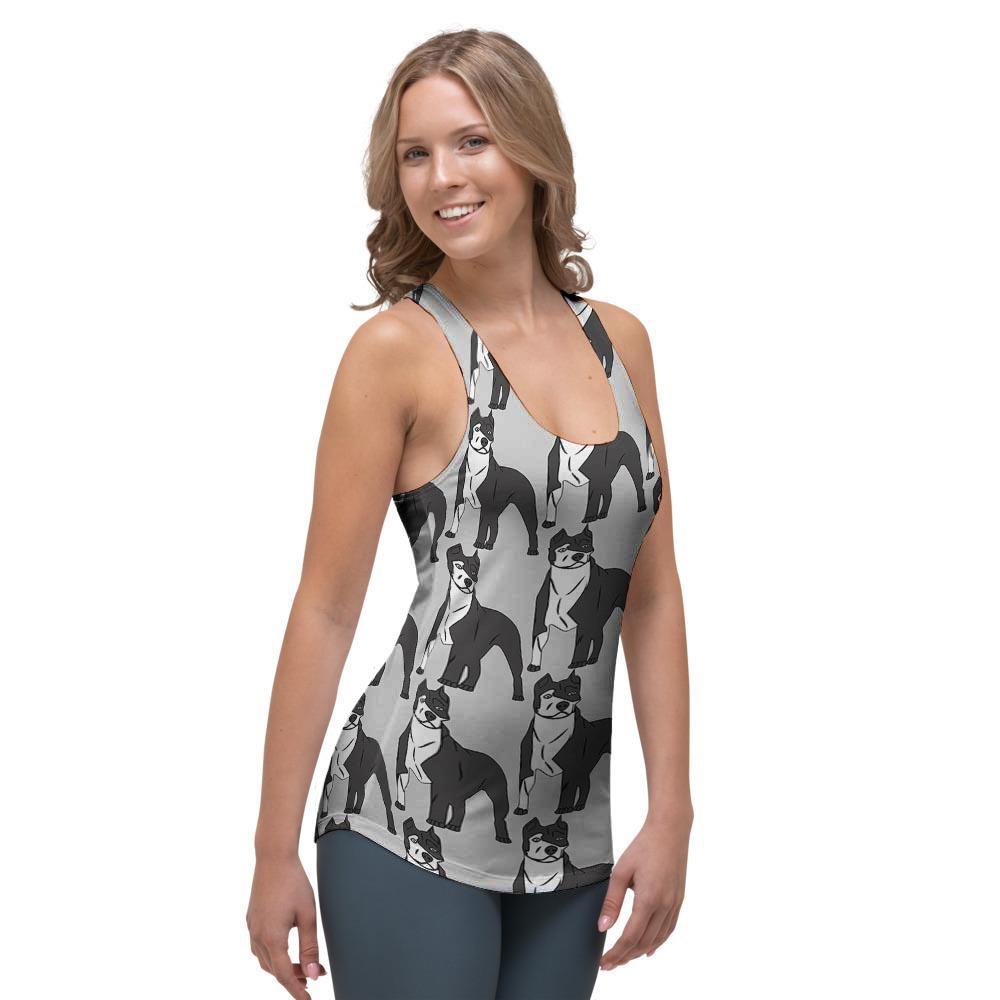 Pitbull Print Women's Racerback Tank Top-grizzshop