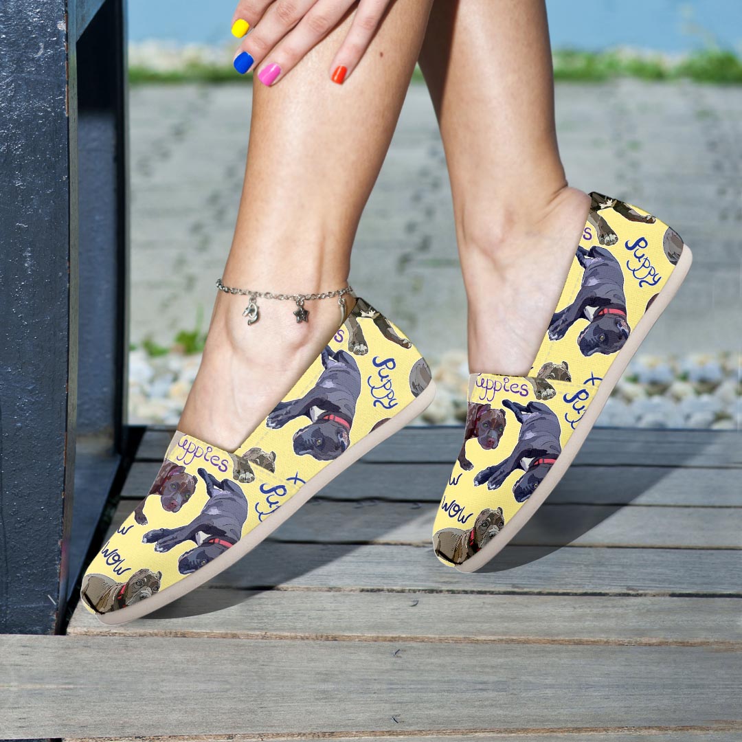 Pitbull Puppy Canvas Shoes-grizzshop