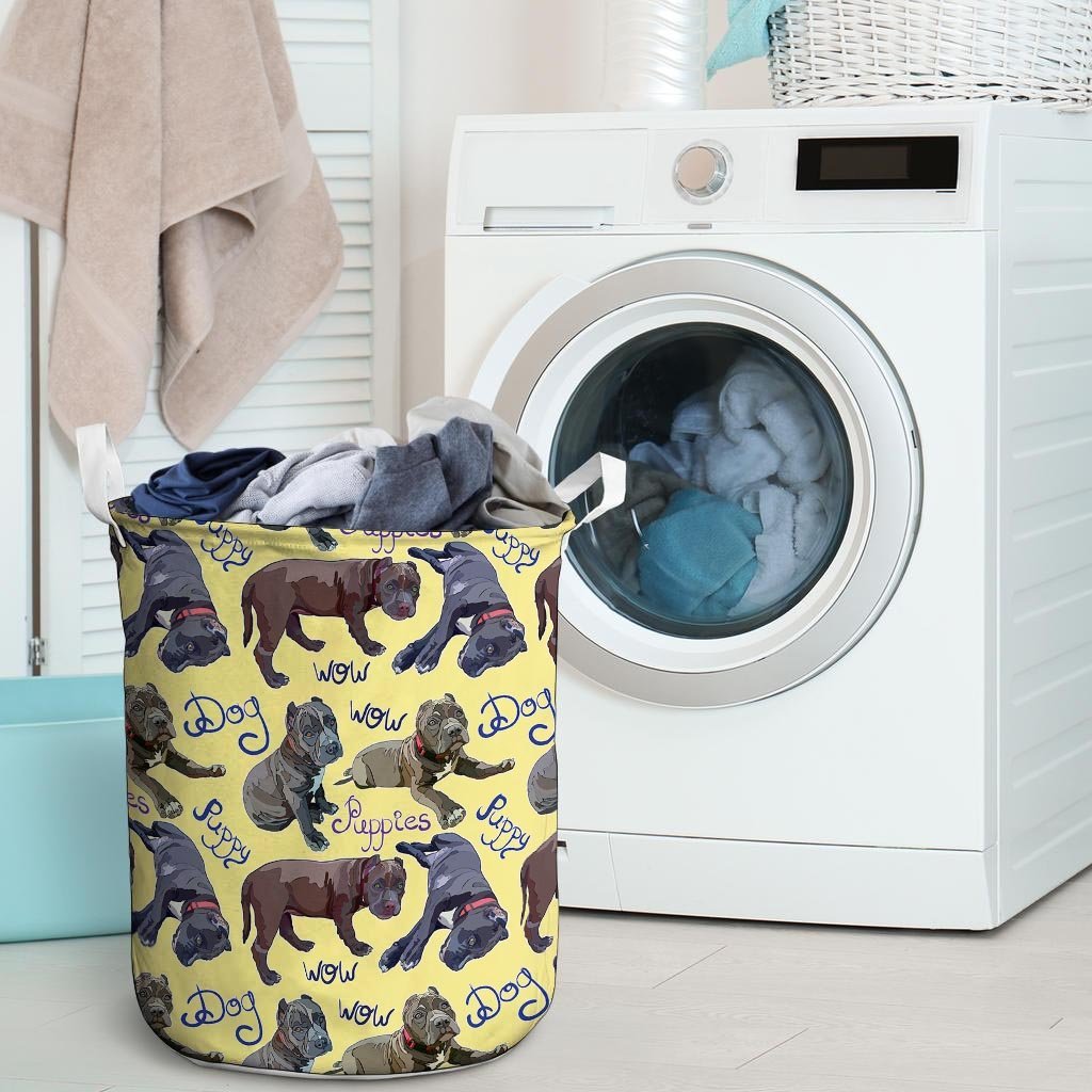 Pitbull Puppy Laundry Basket-grizzshop