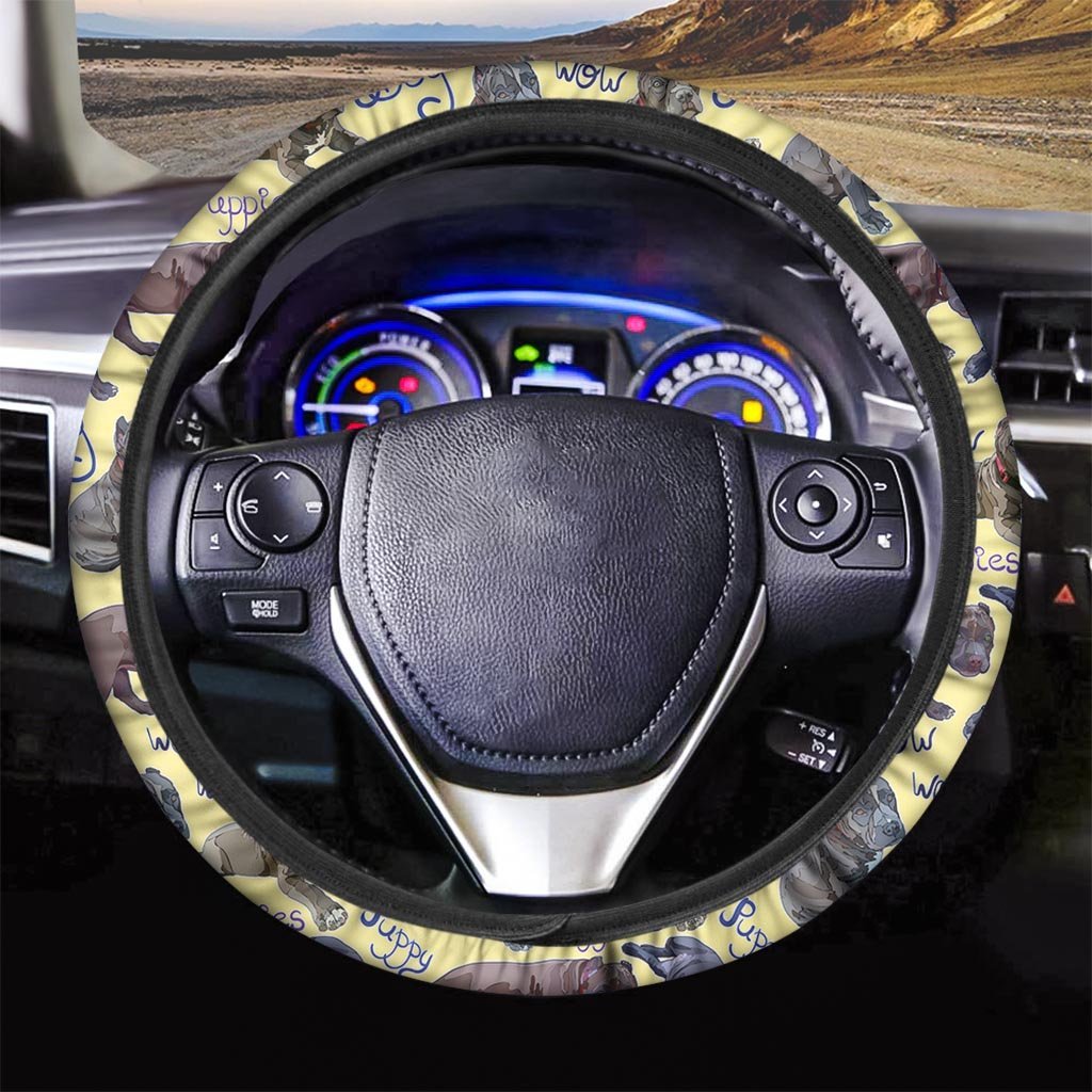 Pitbull Puppy Steering Wheel Cover-grizzshop