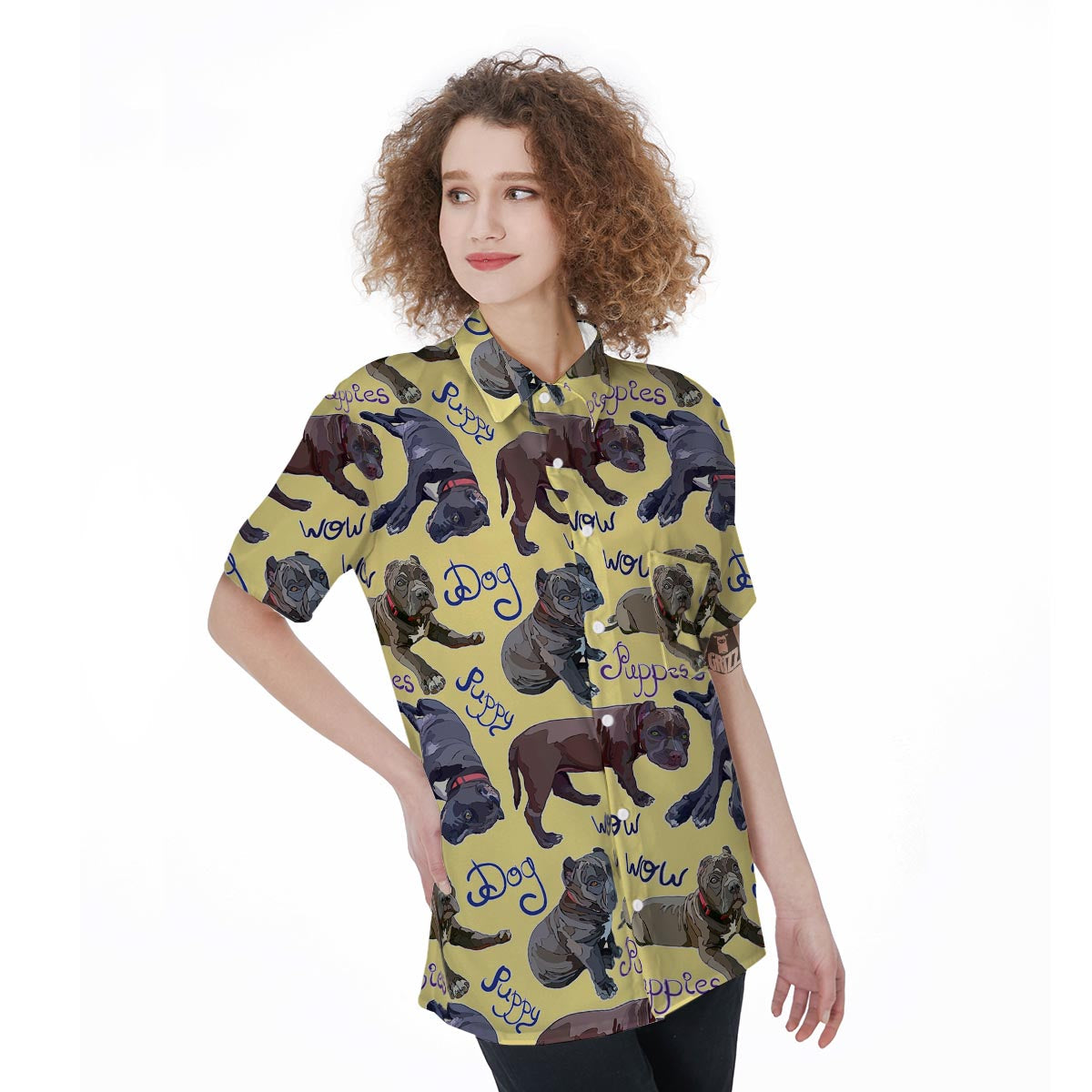 Pitbull Puppy Women's Short Sleeve Shirts-grizzshop