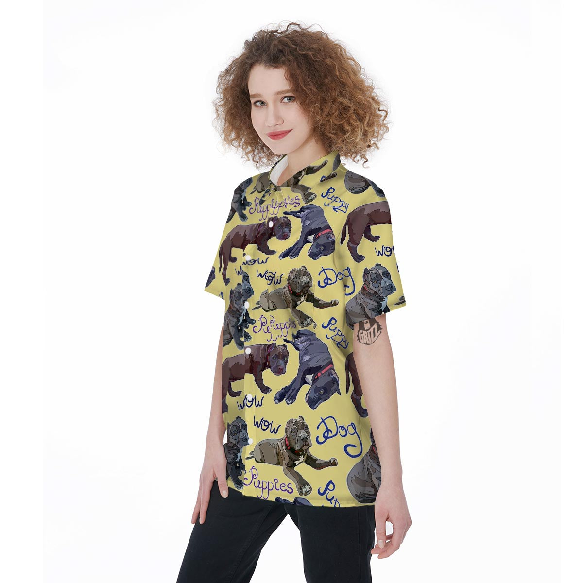 Pitbull Puppy Women's Short Sleeve Shirts-grizzshop