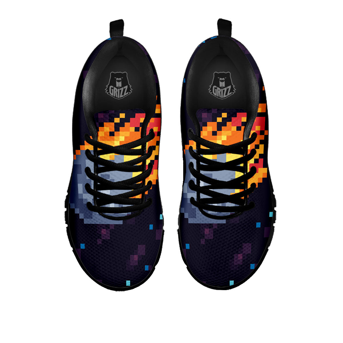 Pixel 8 Bit Meteorite Burnning Print Black Sneaker-grizzshop