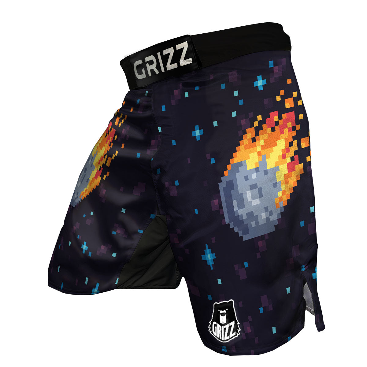 Pixel 8 Bit Meteorite Burnning Print MMA Shorts-grizzshop