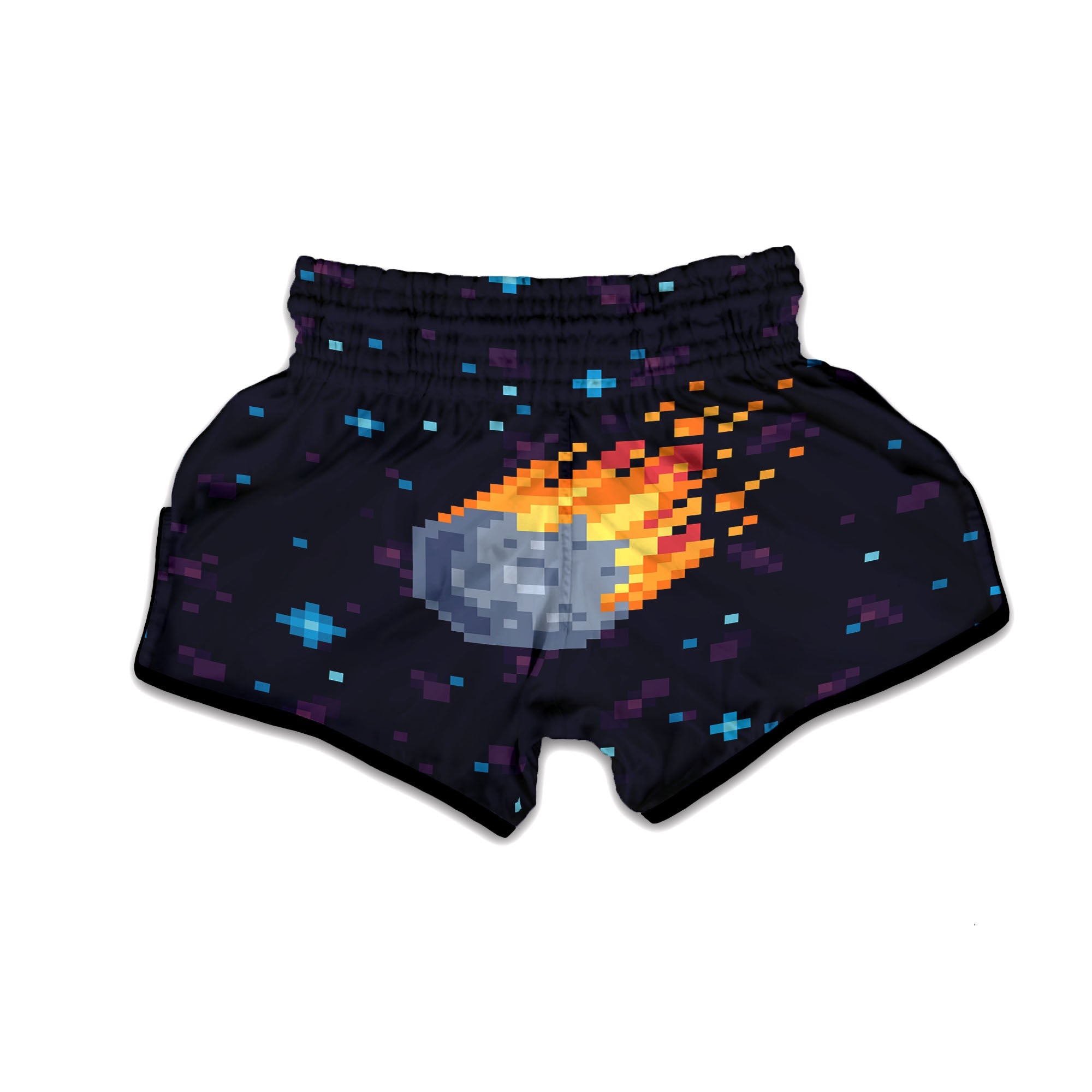 Pixel 8 Bit Meteorite Burnning Print Muay Thai Boxing Shorts-grizzshop