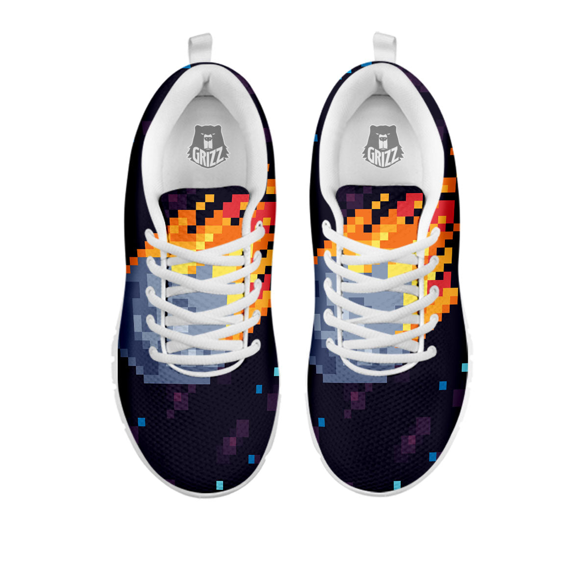 Pixel 8 Bit Meteorite Burnning Print White Sneaker-grizzshop