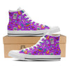 Pixel Art 8 Bit Pink Print Pattern White High Top Shoes-grizzshop