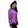 Pixel Art 8 Bit Pink Print Pattern Women's Bomber Jacket-grizzshop