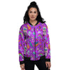 Pixel Art 8 Bit Pink Print Pattern Women's Bomber Jacket-grizzshop