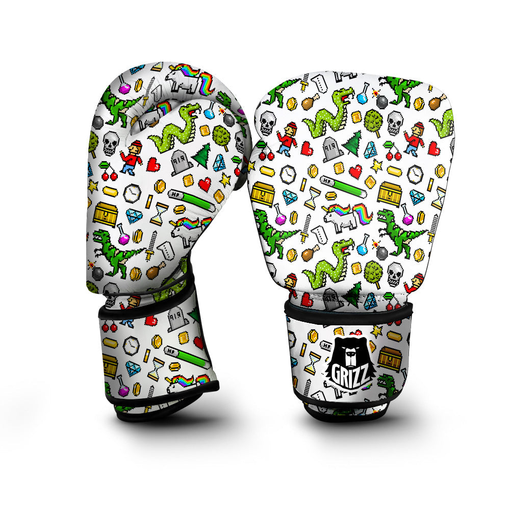 Pixel Art 8 Bit Retro Cartoon Print Pattern Boxing Gloves-grizzshop