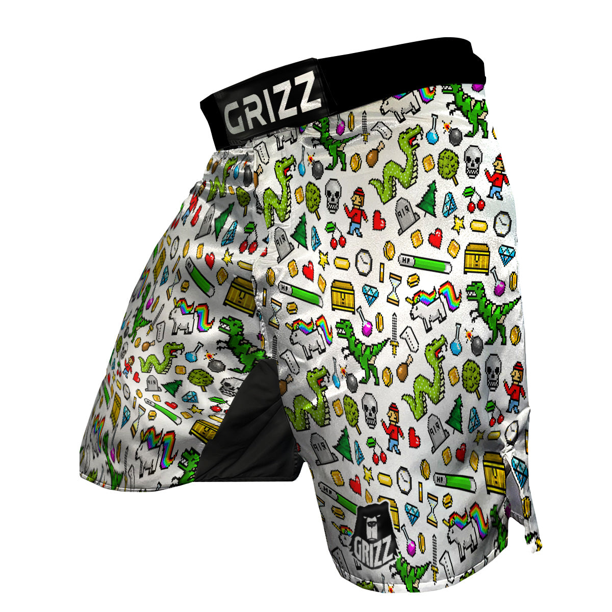 Pixel Art 8 Bit Retro Cartoon Print Pattern MMA Shorts-grizzshop