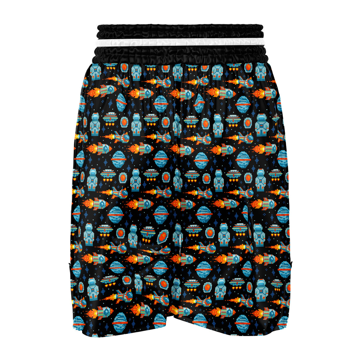 Pixel Art Space 8 Bit Print Pattern Boxing Shorts-grizzshop