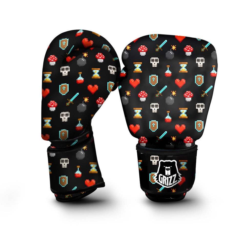 Pixel Graphics Game Icons Print Pattern Boxing Gloves-grizzshop