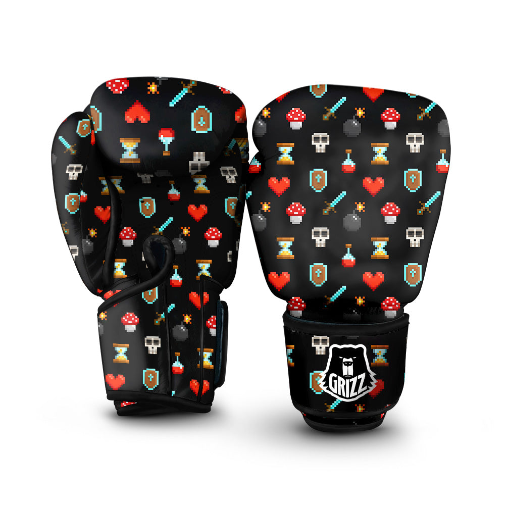 Pixel Graphics Game Icons Print Pattern Boxing Gloves-grizzshop