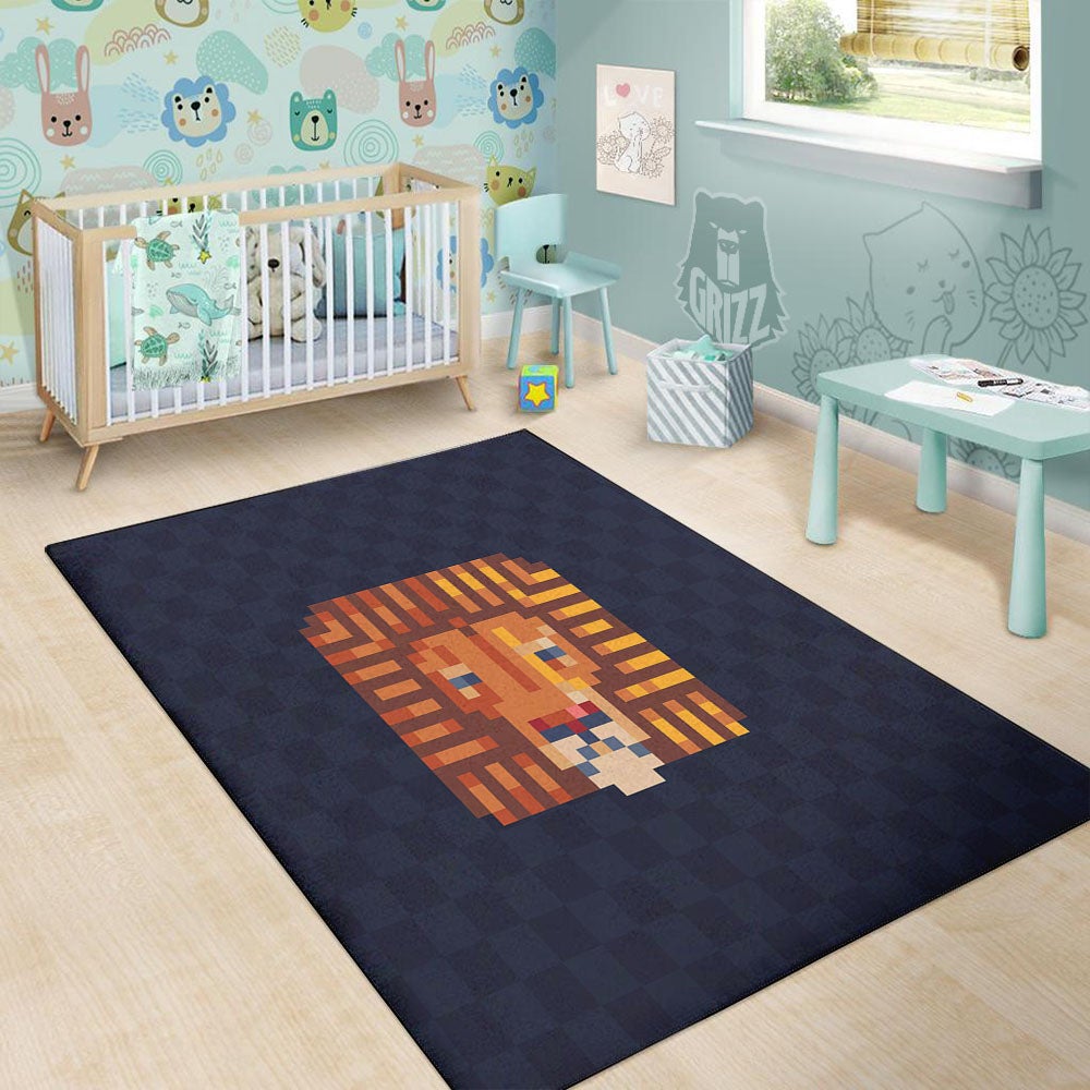 Pixel Leo Print Floor Mat-grizzshop