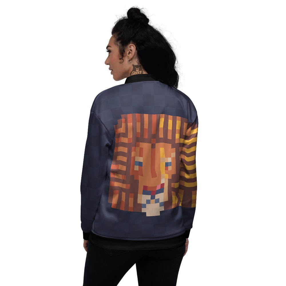 Pixel Leo Print Women's Bomber Jacket-grizzshop