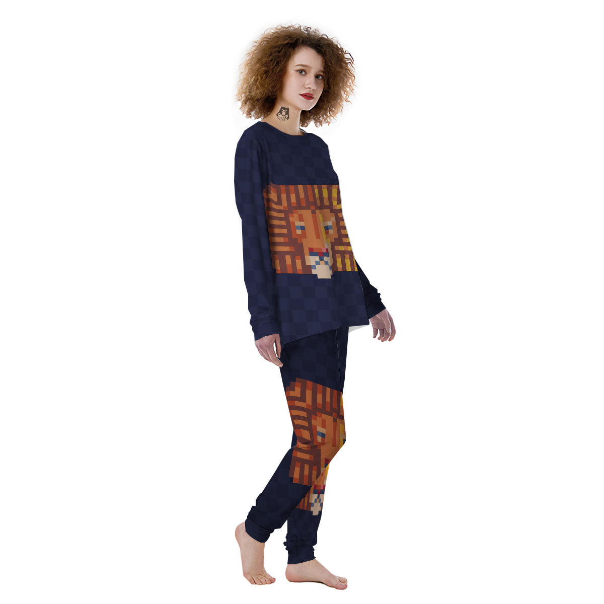 Pixel Leo Print Women's Pajamas-grizzshop