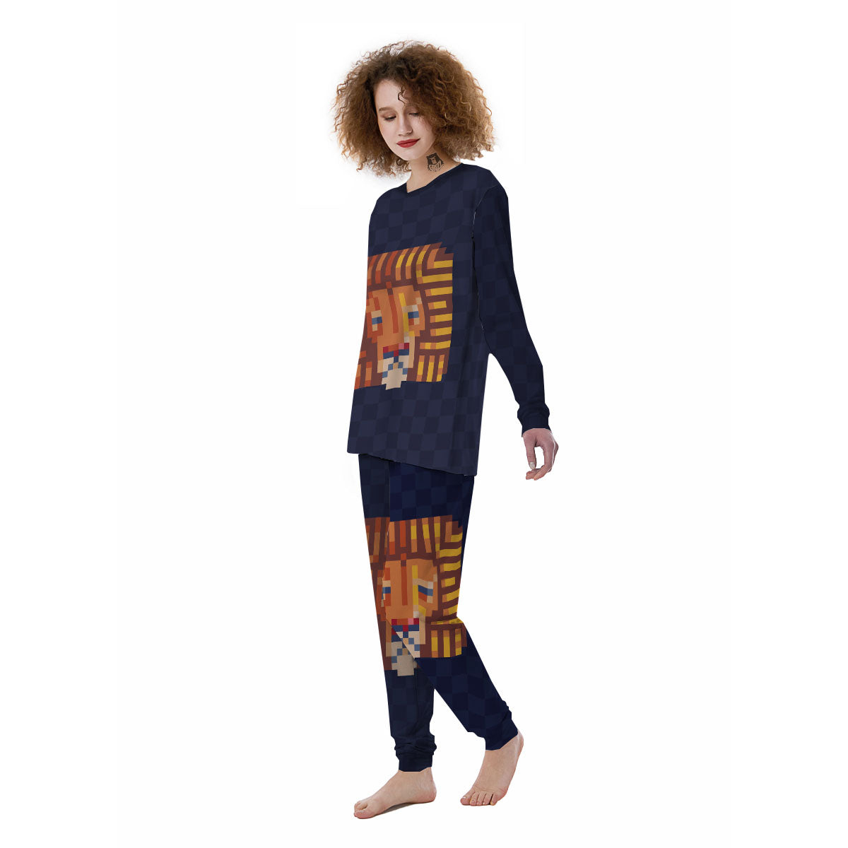 Pixel Leo Print Women's Pajamas-grizzshop
