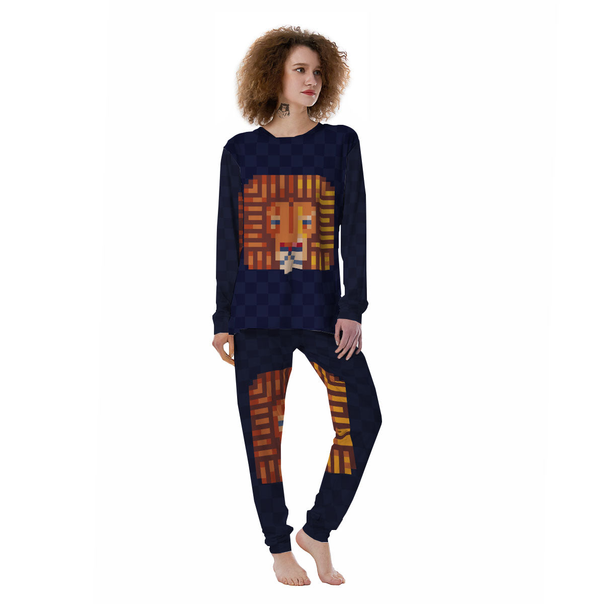 Pixel Leo Print Women's Pajamas-grizzshop