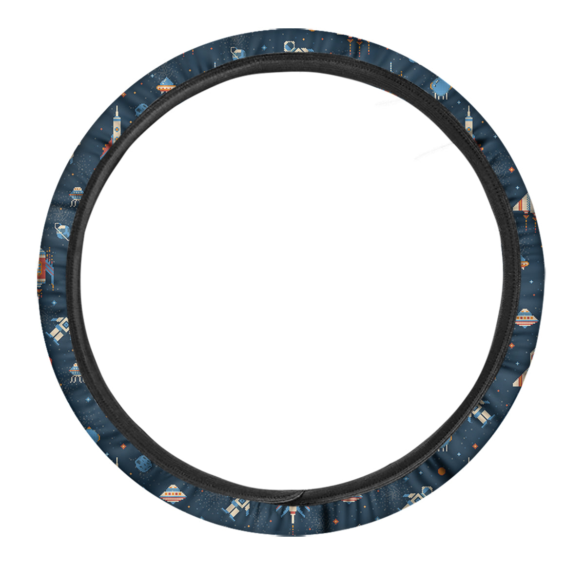 Pixel Space And Astronaut Print Pattern Car Steering Wheel Cover-grizzshop