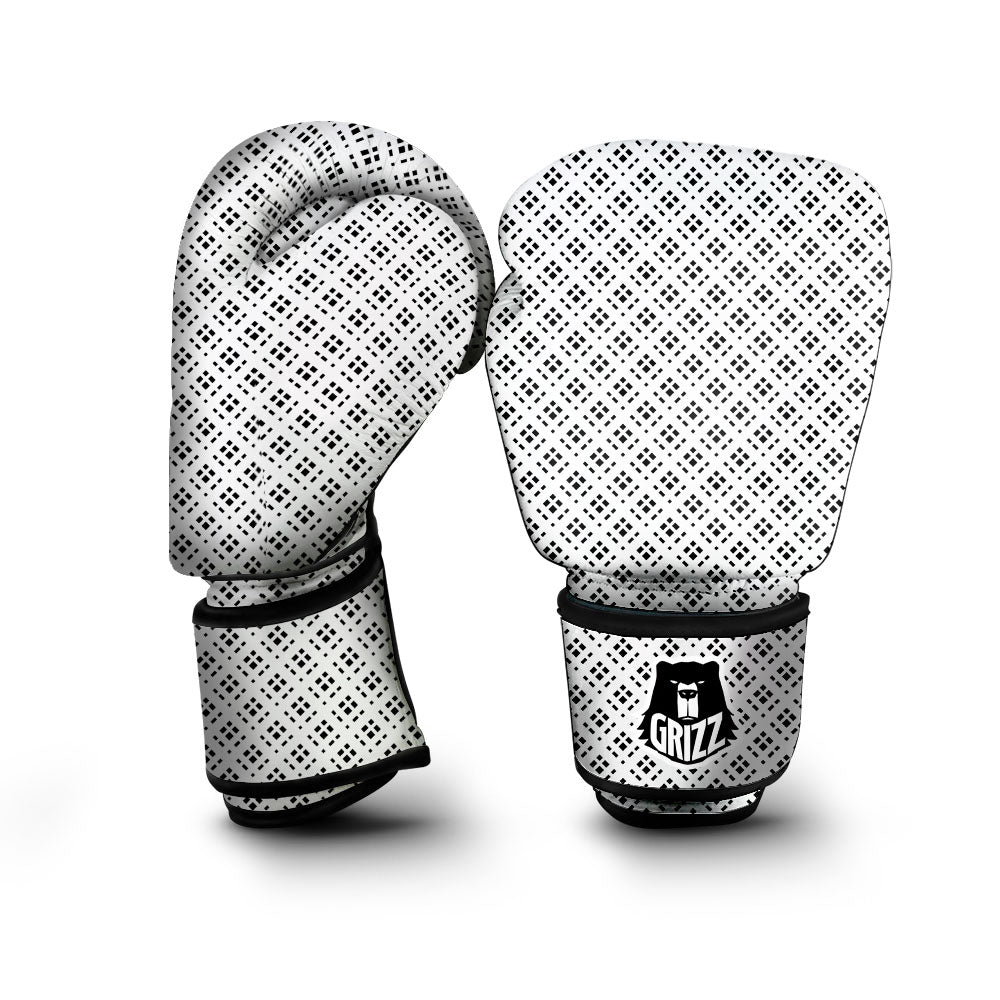 Pixel White And Black Print Pattern Boxing Gloves-grizzshop