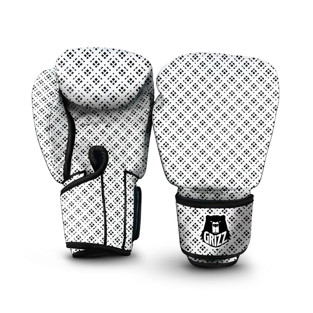 Pixel White And Black Print Pattern Boxing Gloves-grizzshop