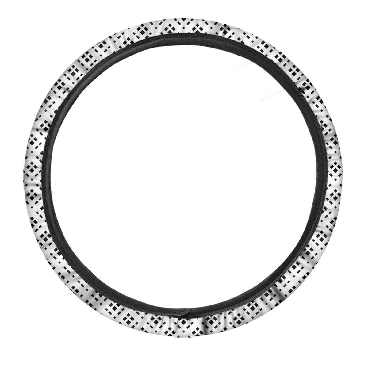 Pixel White And Black Print Pattern Car Steering Wheel Cover-grizzshop