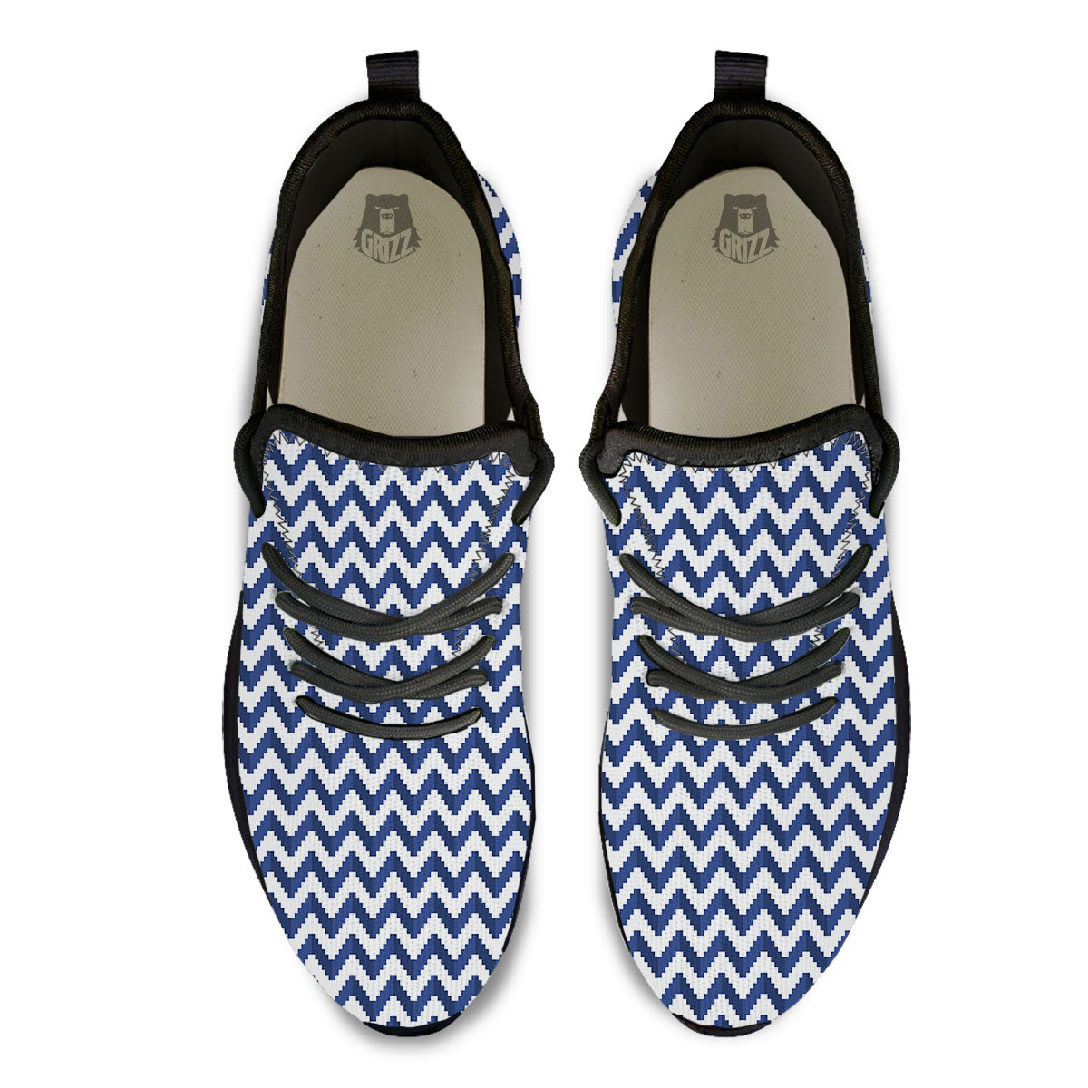 Pixel Zigzag Print Pattern Black Athletic Shoes-grizzshop
