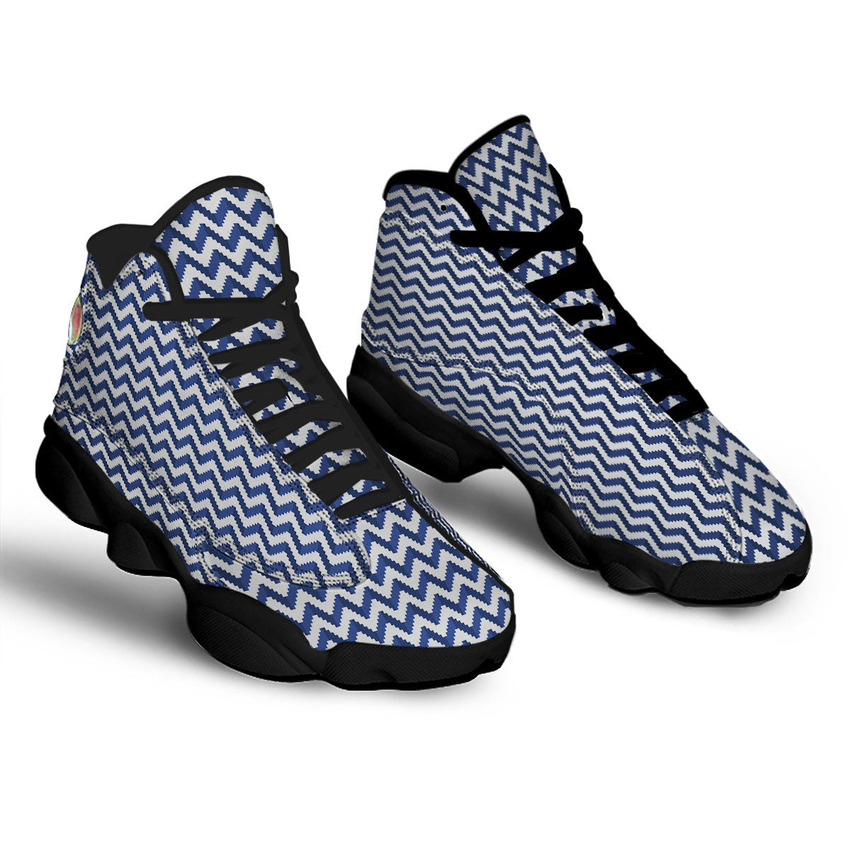 Pixel Zigzag Print Pattern Black Basketball Shoes-grizzshop