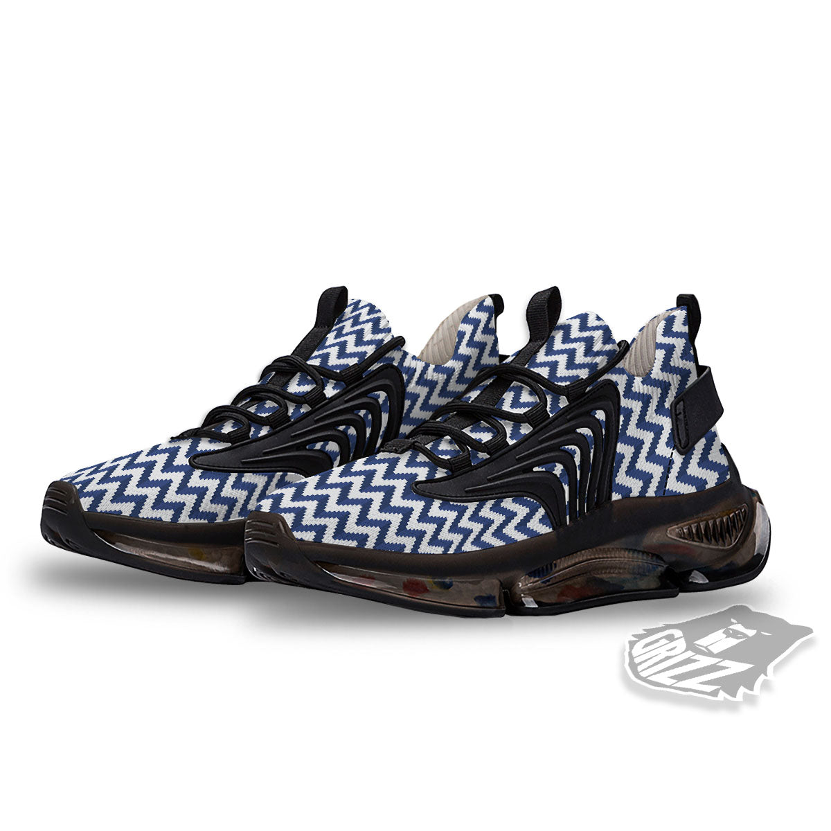 Pixel Zigzag Print Pattern Black Gym Shoes-grizzshop