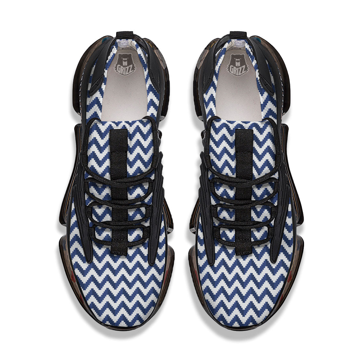 Pixel Zigzag Print Pattern Black Gym Shoes-grizzshop