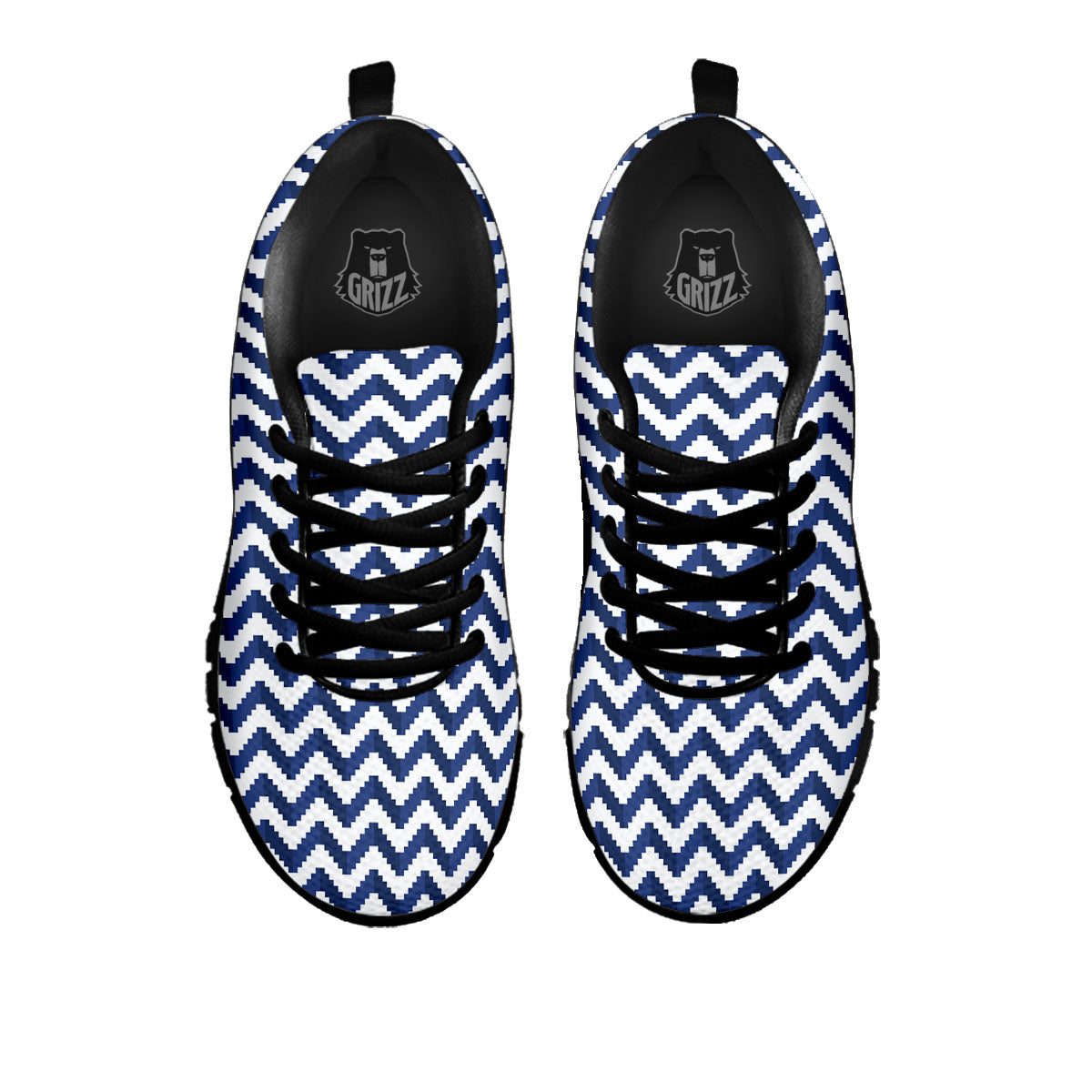 Pixel Zigzag Print Pattern Black Sneaker-grizzshop