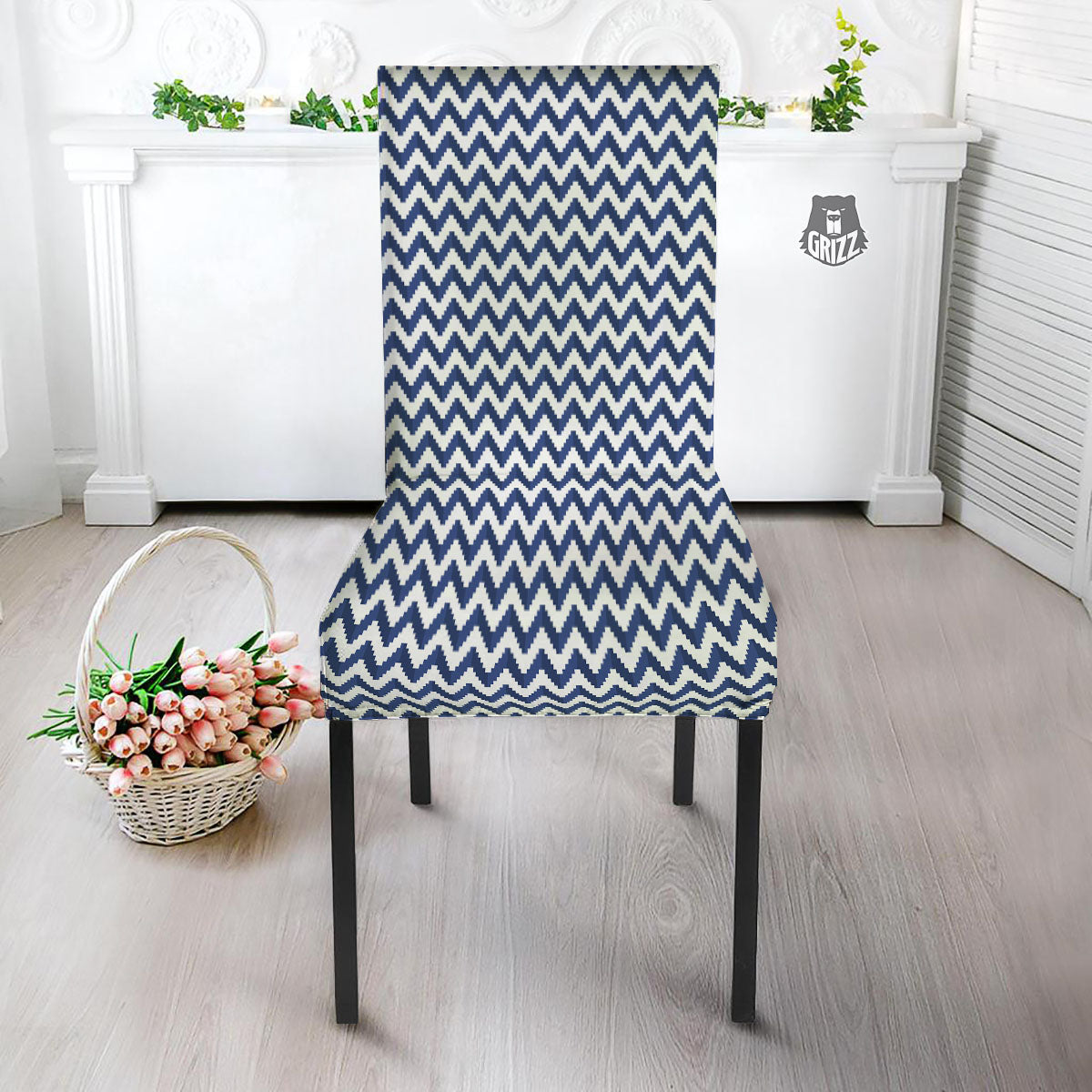 Pixel Zigzag Print Pattern Dining Chair Slipcover-grizzshop