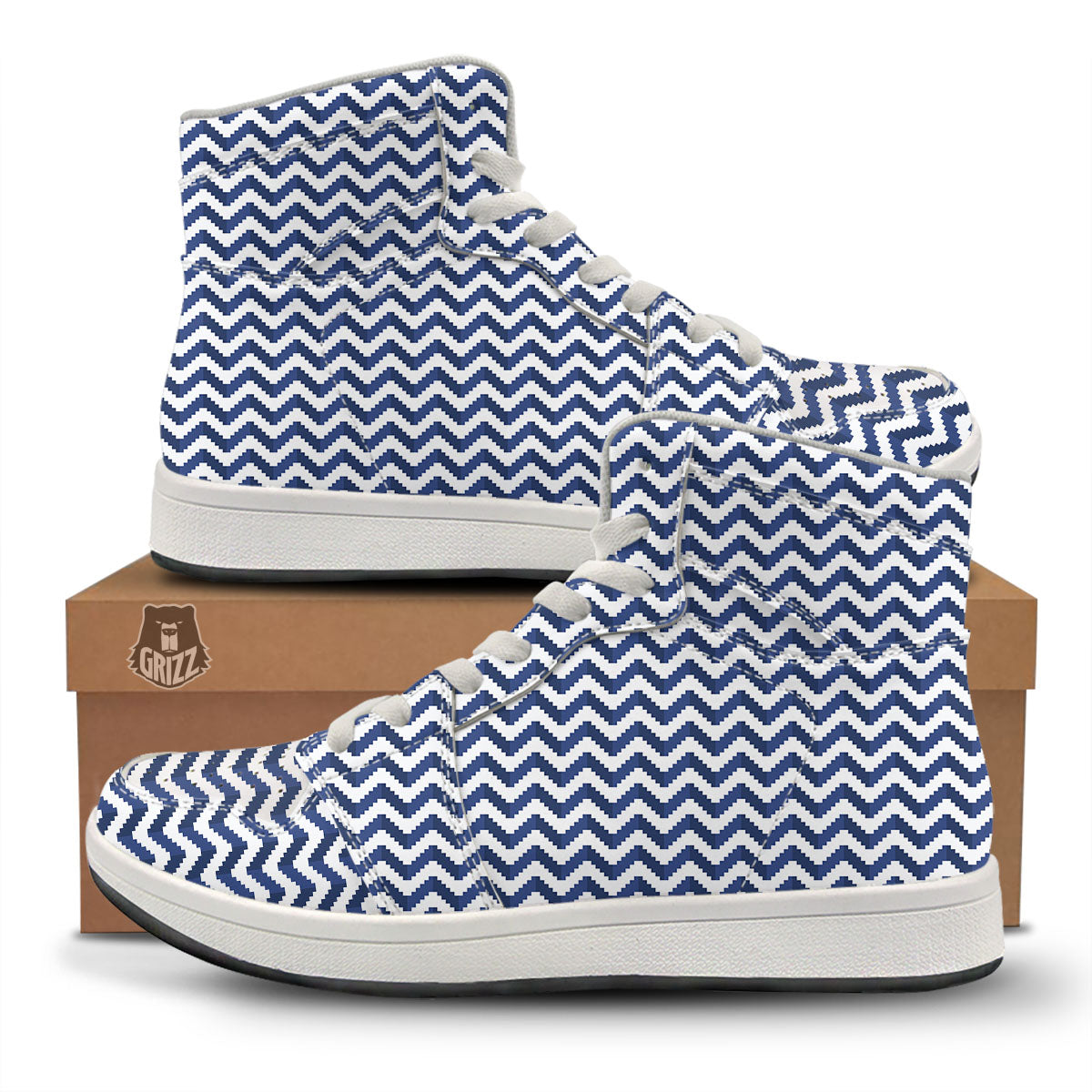 Pixel Zigzag Print Pattern High Top Sneakers-grizzshop