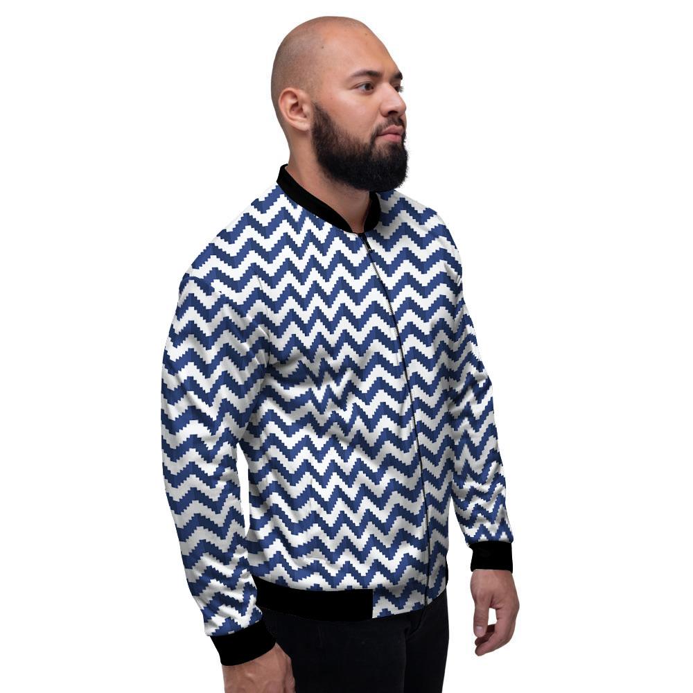 Pixel Zigzag Print Pattern Men's Bomber Jacket-grizzshop