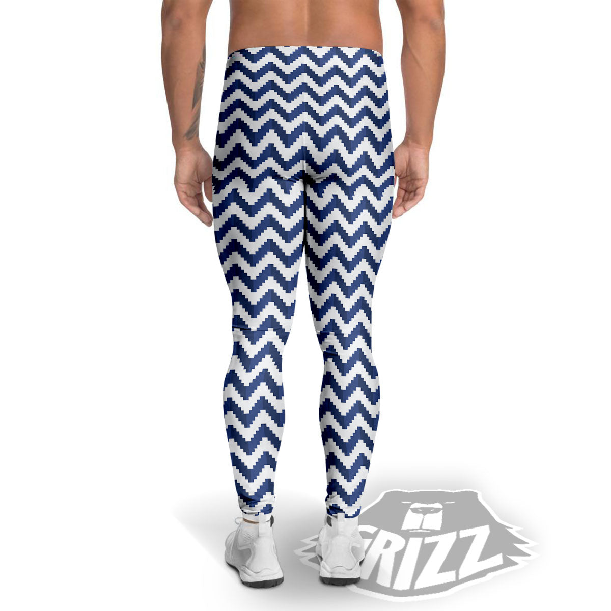 Pixel Zigzag Print Pattern Men's Leggings-grizzshop