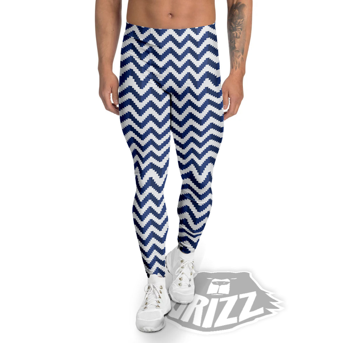 Pixel Zigzag Print Pattern Men's Leggings-grizzshop